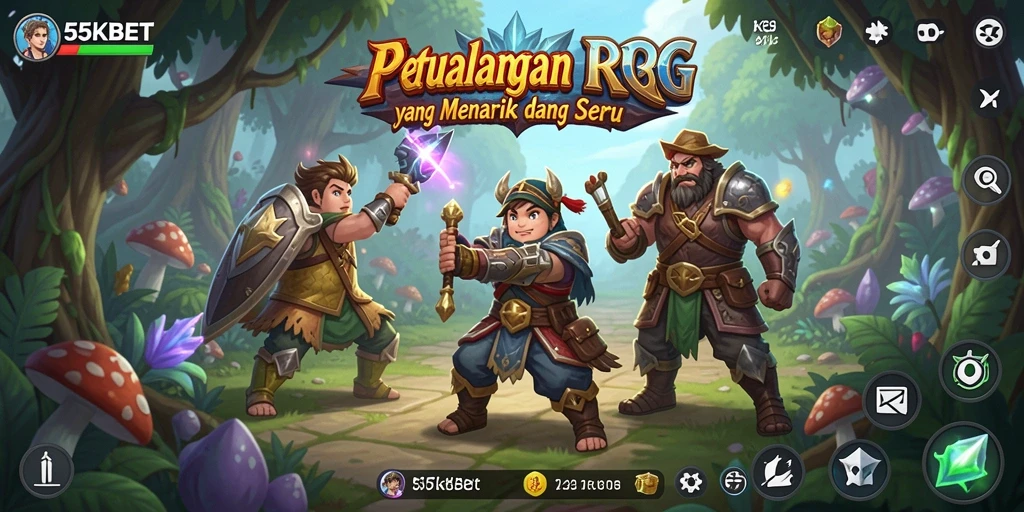 Tangkapan layar dari gameplay seru 55KBET yang menunjukkan aksi RPG epik.