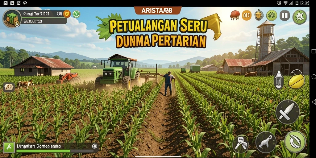 Tampilan gameplay ARISTA88 dengan suasana berkebun yang indah.