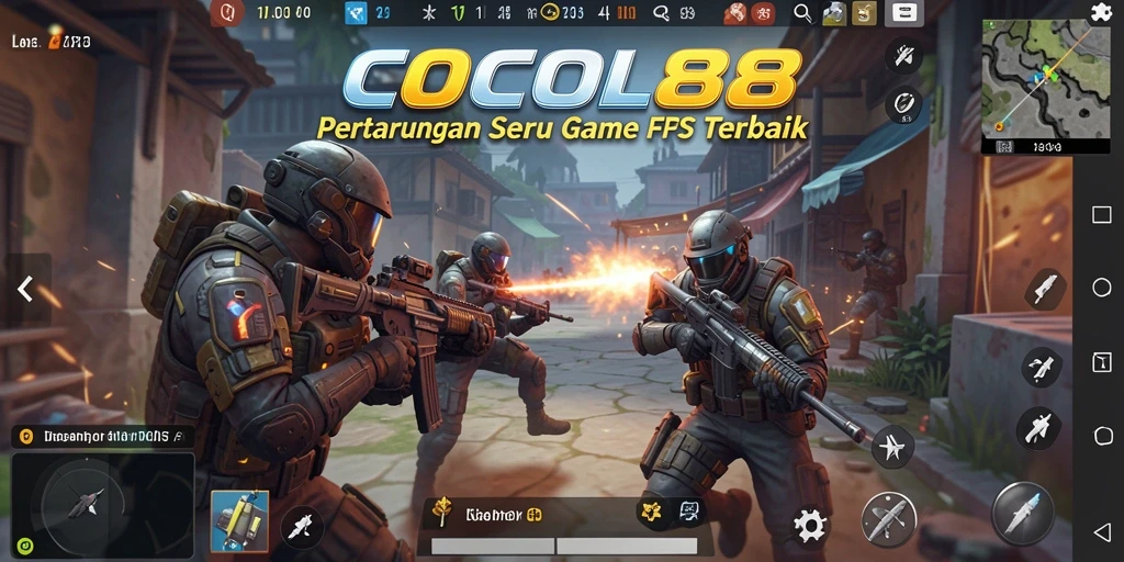 Screenshot COCOL88 menampilkan aksi intens dalam pertempuran FPS.