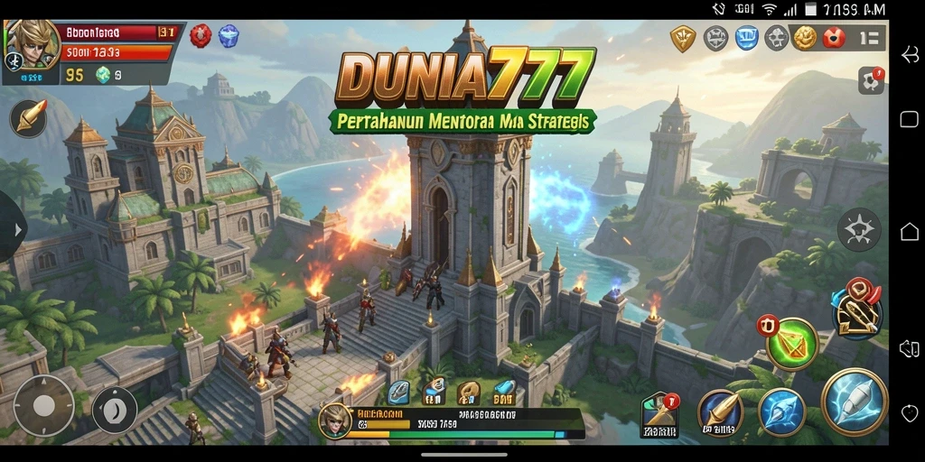 Tampilan gameplay DUNIA777 yang mendebarkan dalam pertahanan menara.