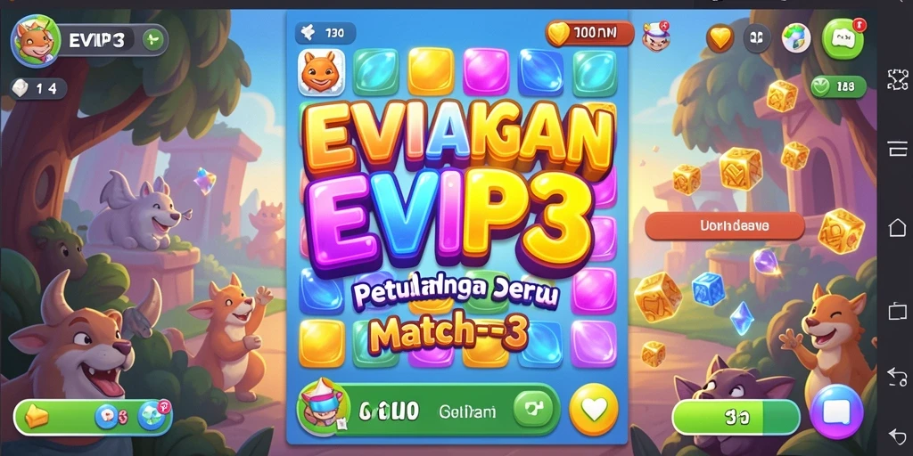 Screenshot gameplay EVIP3 dengan tampilan warna-warni dan tantangan menarik.