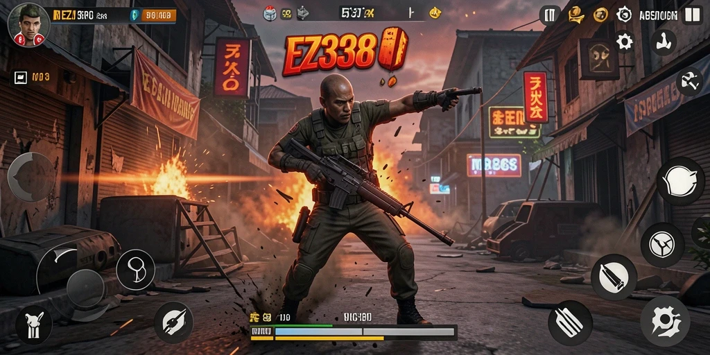 Gameplay mendebarkan dalam EZ338, penuh aksi dan tantangan.