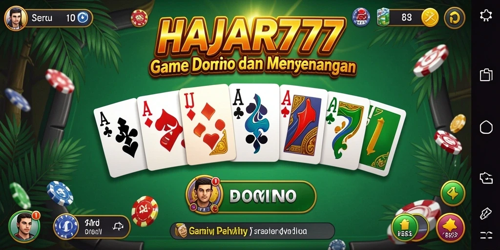 Tampilan screenshot utama HAJAR777 dengan aksi gameplay Domino.