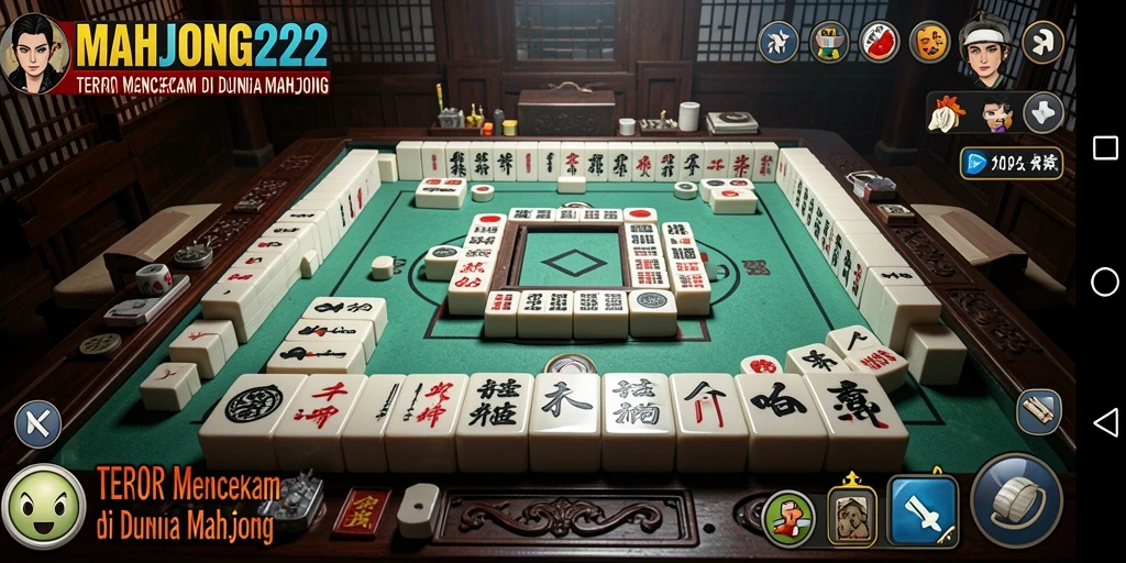 Screenshot utama MAHJONG222 menampilkan suasana seram dan gameplay yang mendebarkan.