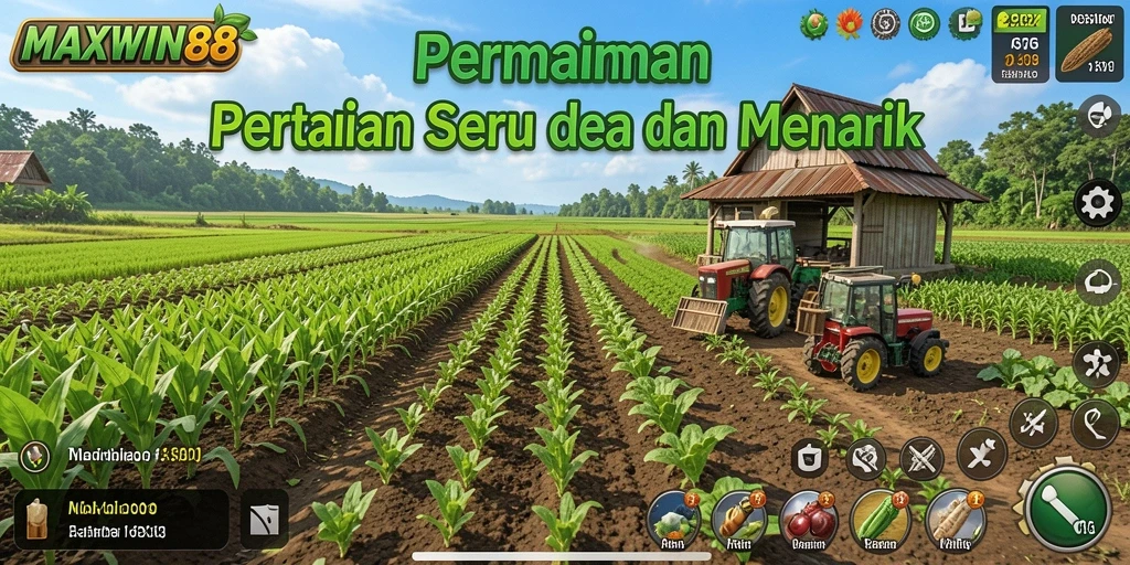 Tampilan game MAXWIN88 dengan gameplay pertanian yang seru.