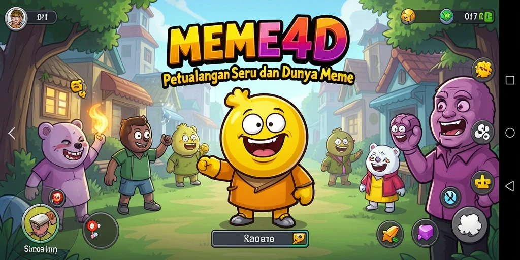 Gameplay seru MEME4D yang penuh dengan karakter lucu.