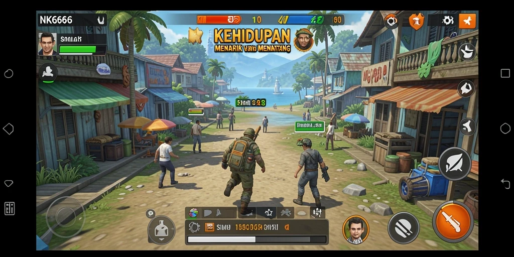 Tangkapan layar gameplay NK666 yang menunjukkan interaksi sosial yang mendalam.