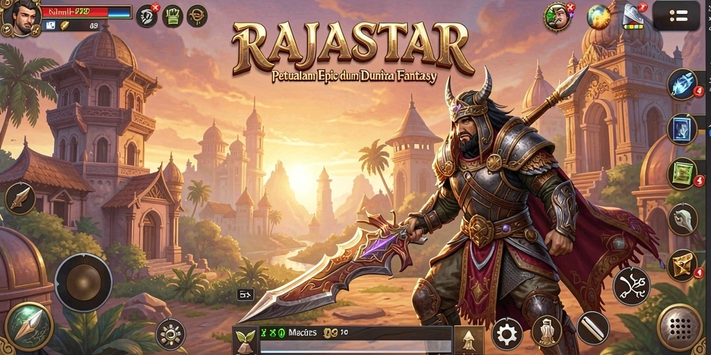 Screenshot gameplay RAJASTAR menampilkan aksi pertarungan yang epic.